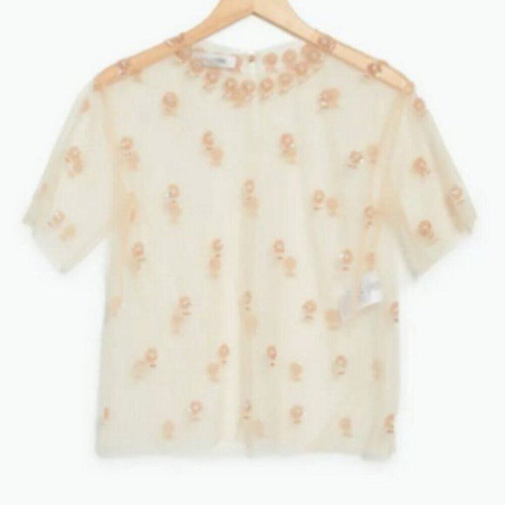 Valentino Ricamato Embellished Blouse champaign colored size 6